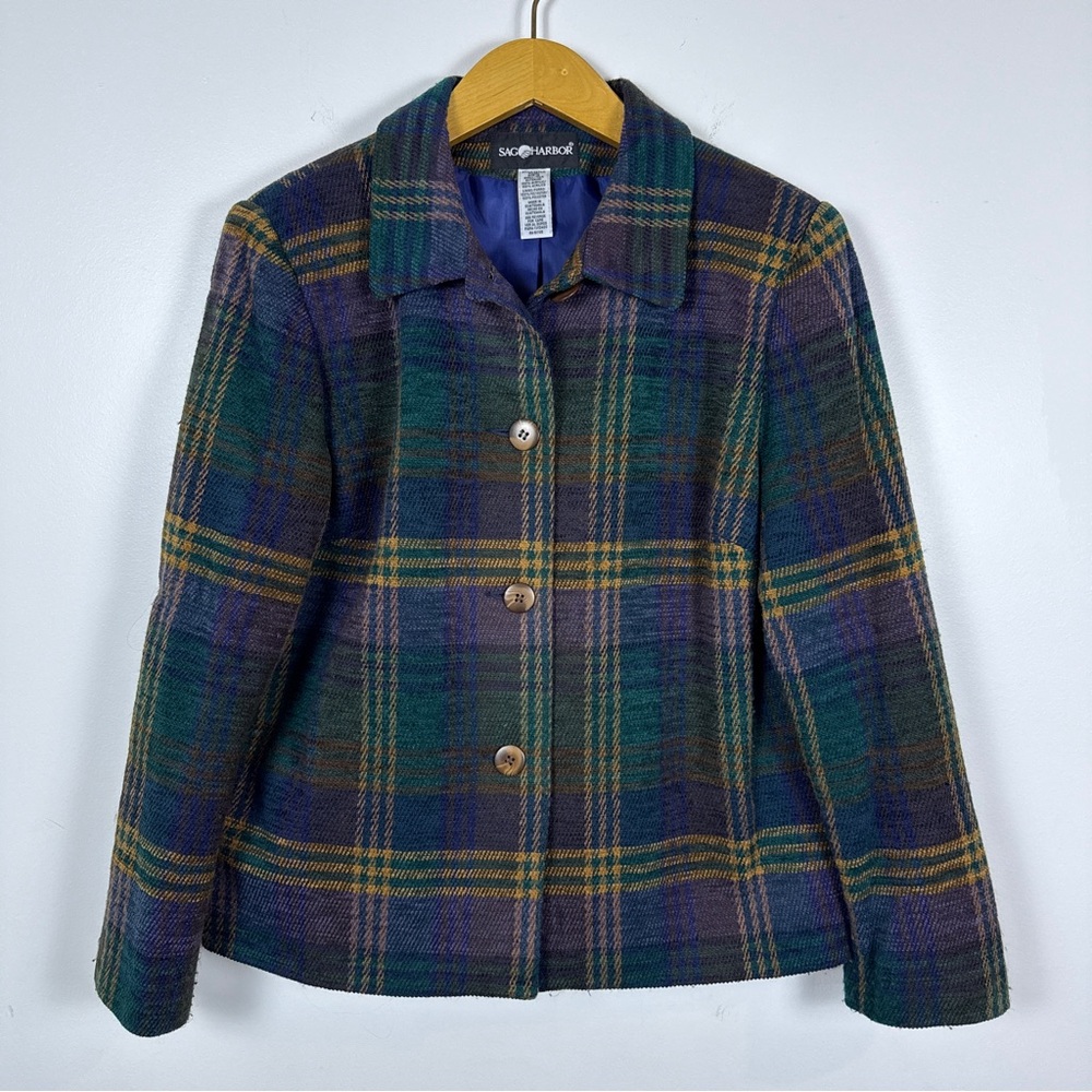 Vintage Sag Harbor Tweed Plaid Blazer Jacket Women’s 12
